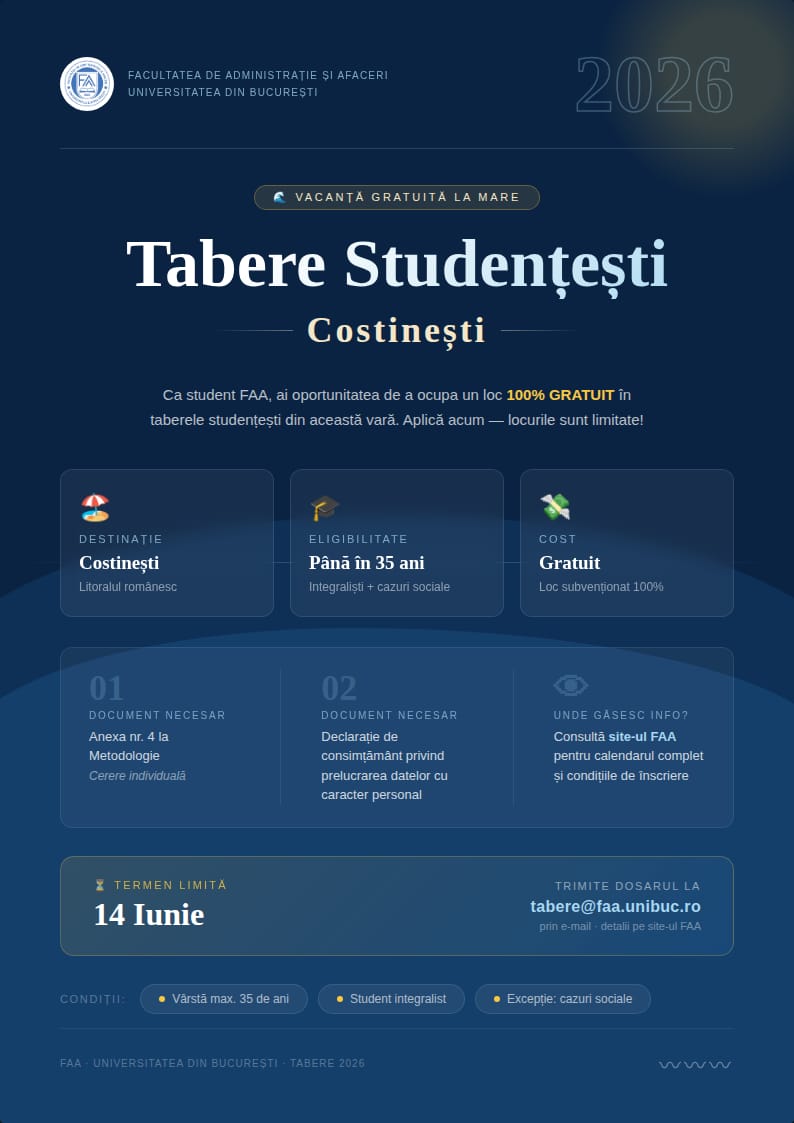 Tabere Studențești 2026 - Înscrierile sunt deschise până pe 14 iunie 2026